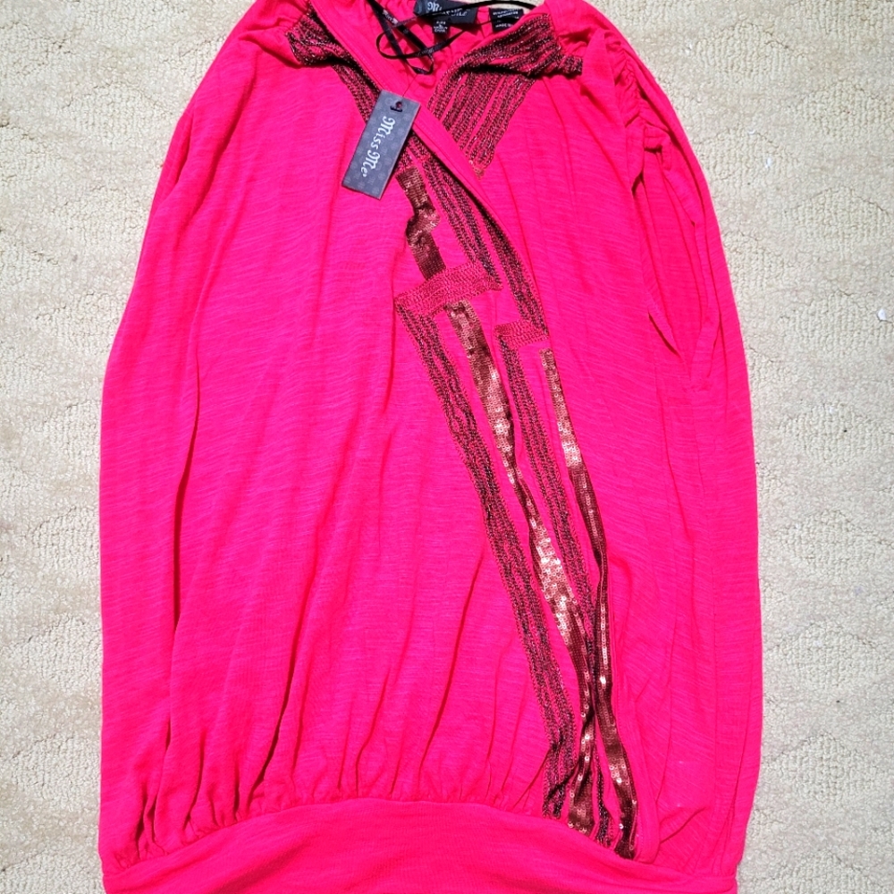 Miss Me Multicolored Asymmetrical Sequin Blouse